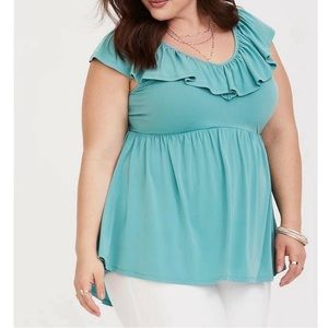Torrid women’s Studio Knit V-Neck Ruffle Babydoll Tank. Plus size 2